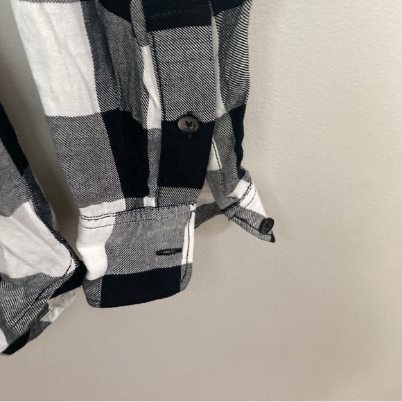 Women’s Madewell Black and White Buffalo Plaid Button-Up Shirt, Size XS Slim - Picture 4 of 7